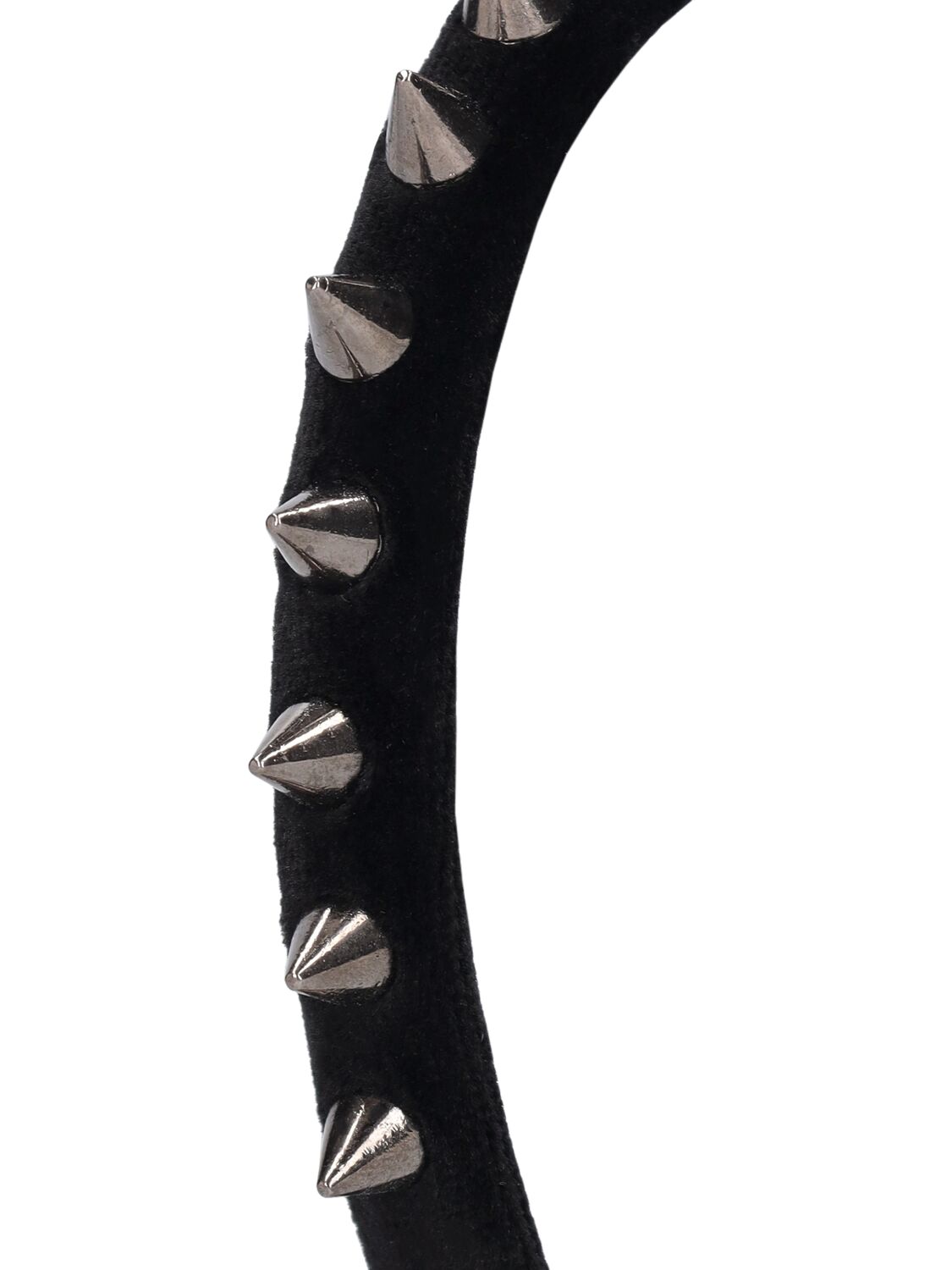 Shop Alessandra Rich Velvet Headband W/ Spikes In Black,silver