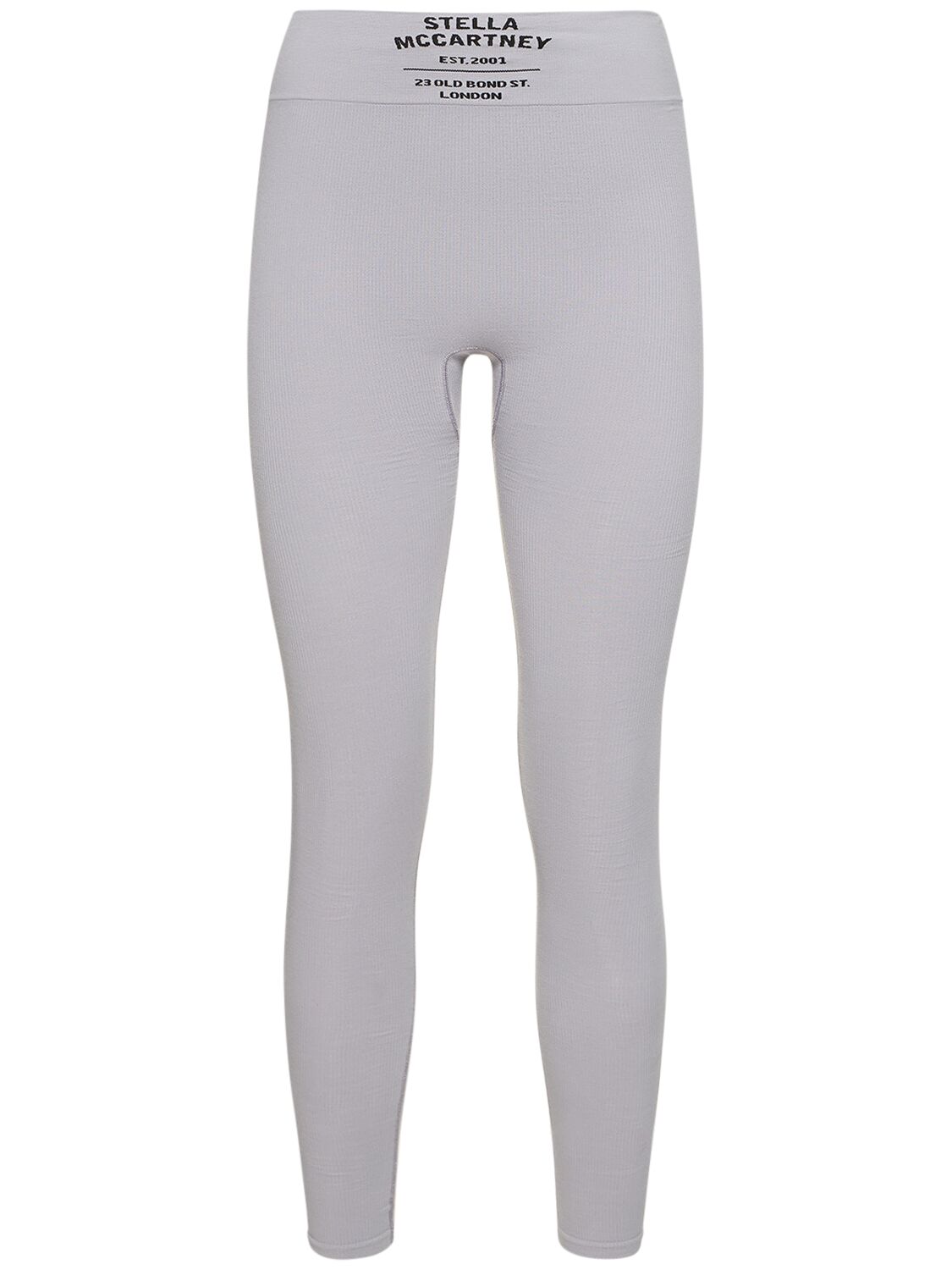 Shop Stella Mccartney Logo Stretch Cotton Jersey Leggings In Grey