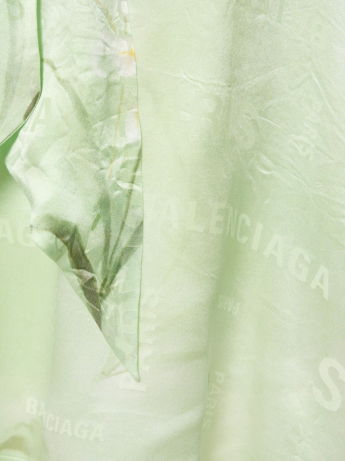Shop Balenciaga Printed Silk Jacquard Shirt In Green