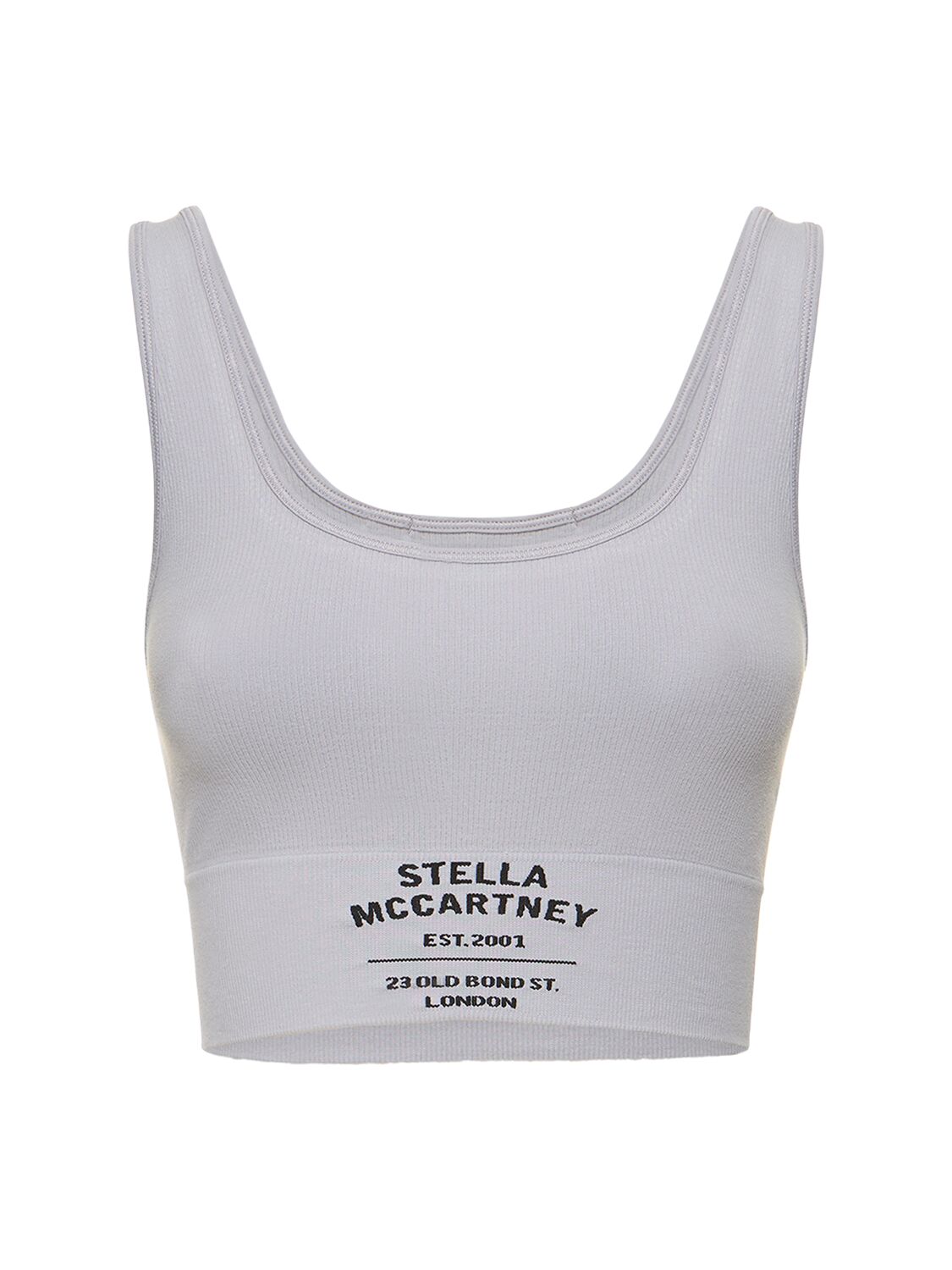 Stella Mccartney Logo Stretch Cotton Crop Tank Top In Grey