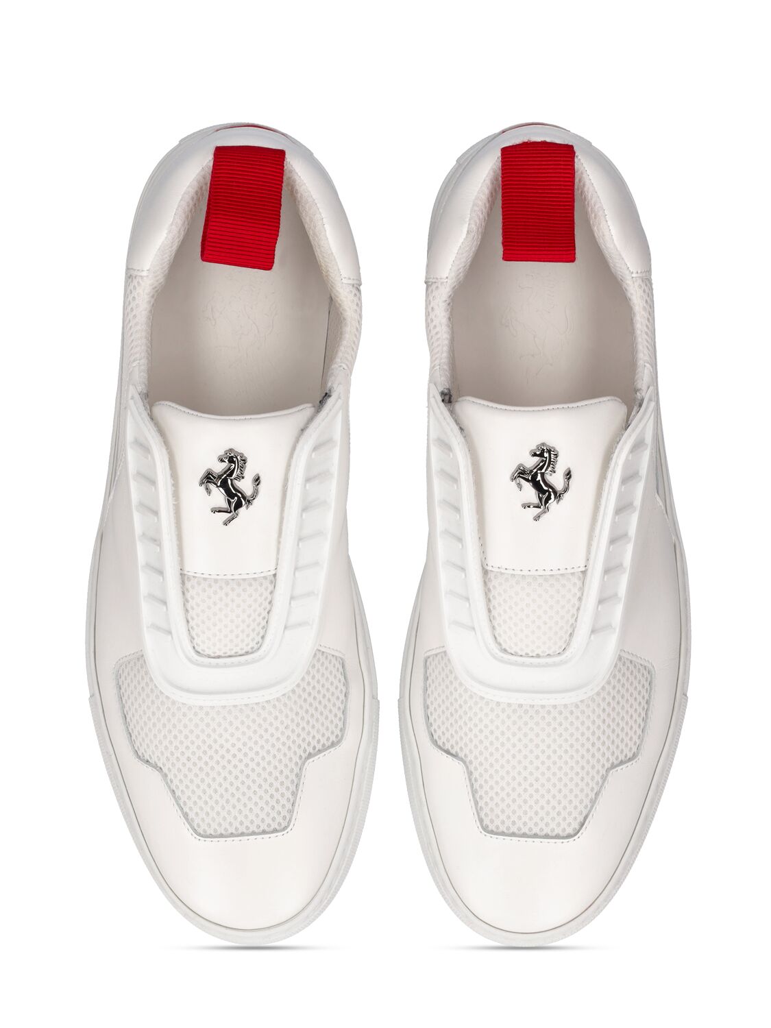 Shop Ferrari Logo Leather Low Top Sneakers In White