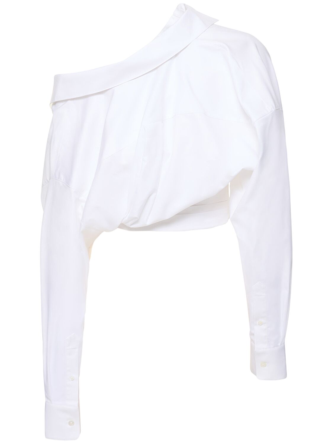 Shop Alexander Wang Wrapped Front Cropped Cotton Shirt In White