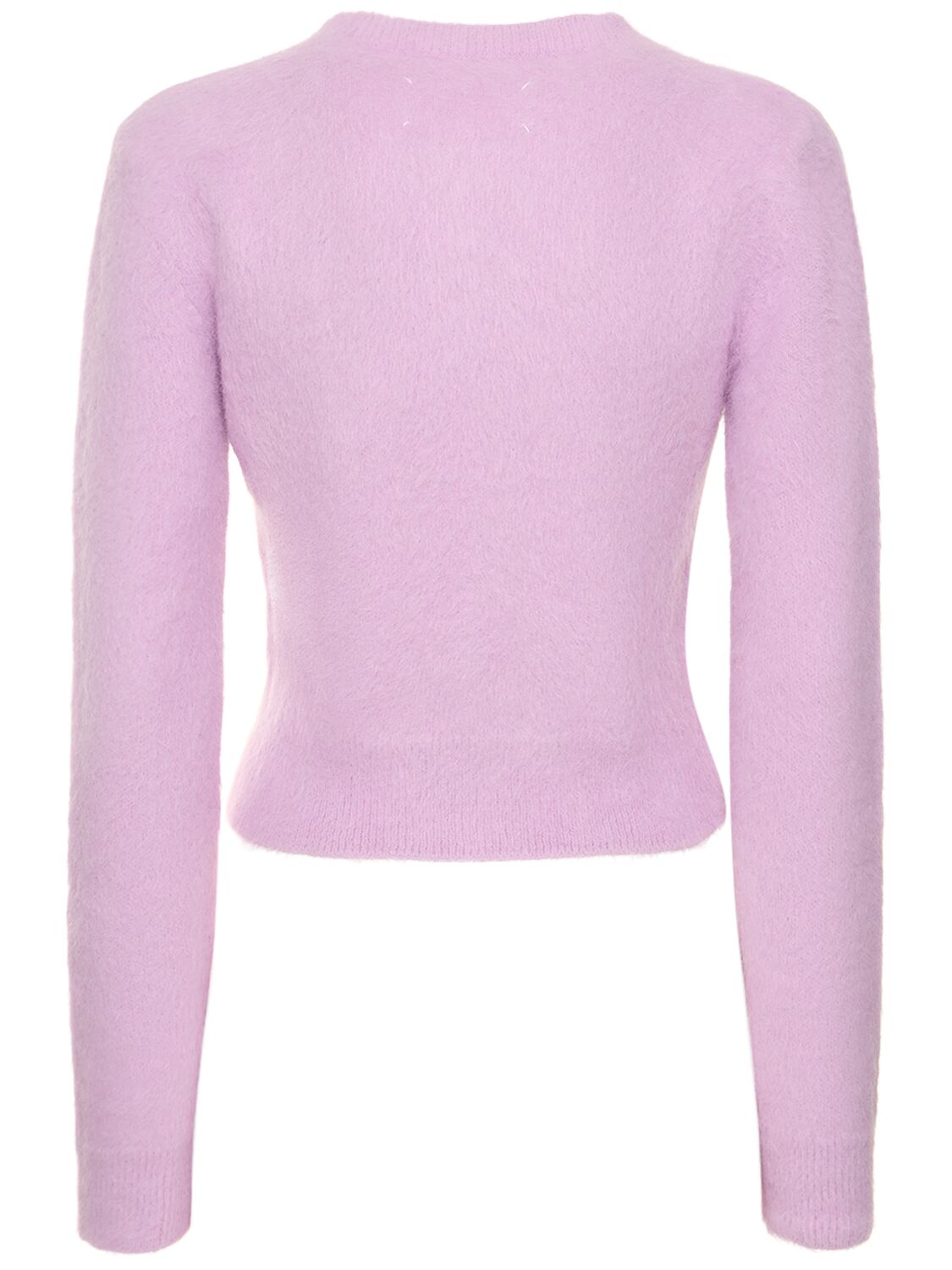 Shop Maison Margiela Angora Blend Knit Crop Cardigan In Lilac