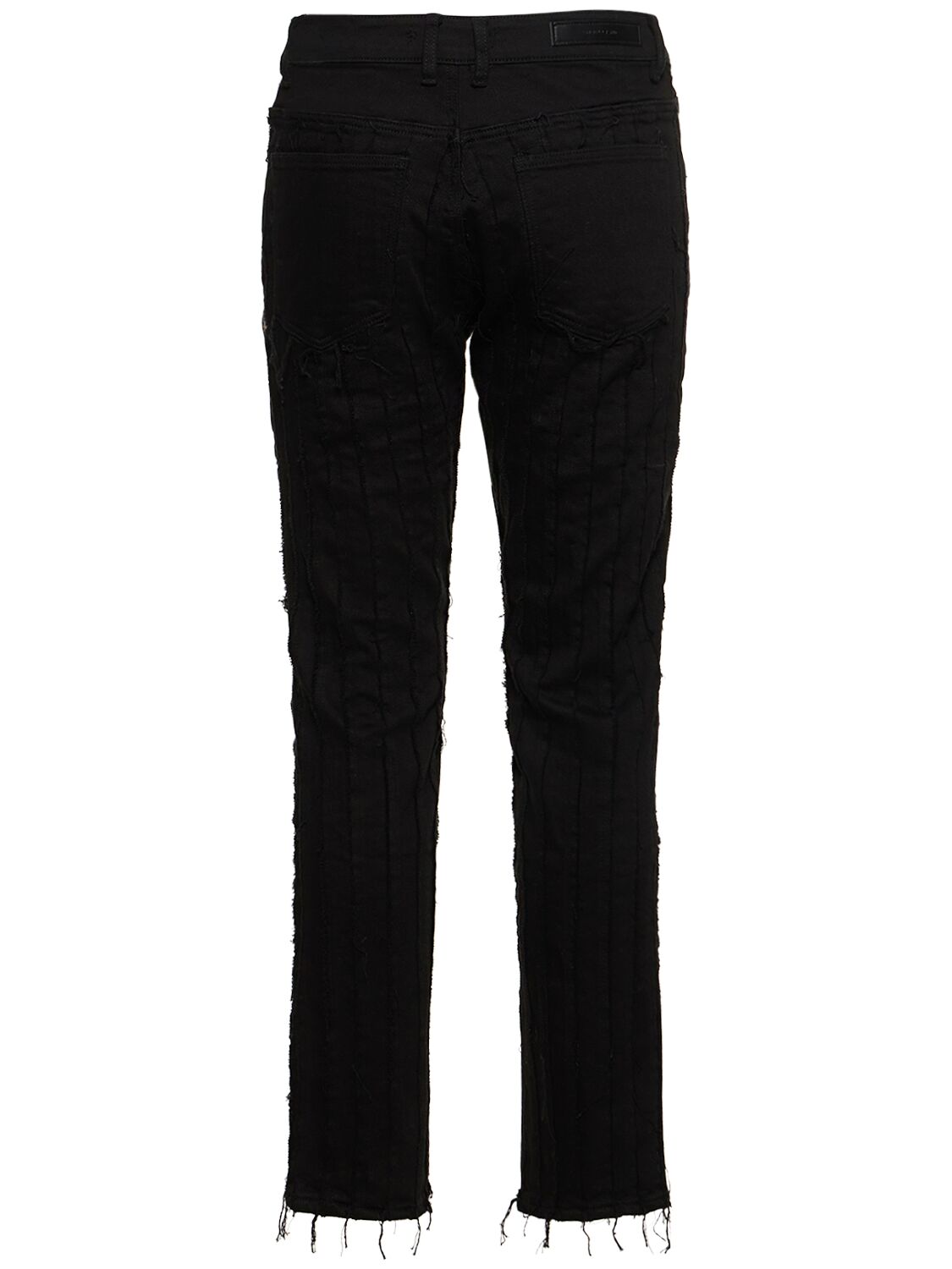 Shop Embellish Jimmy Distressed Striped Straight Jeans In Black