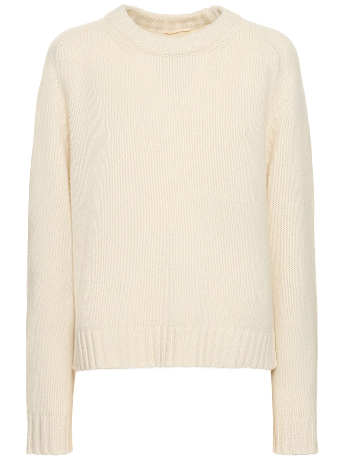 Shop Khaite Mae Cashmere Crewneck Sweater In White