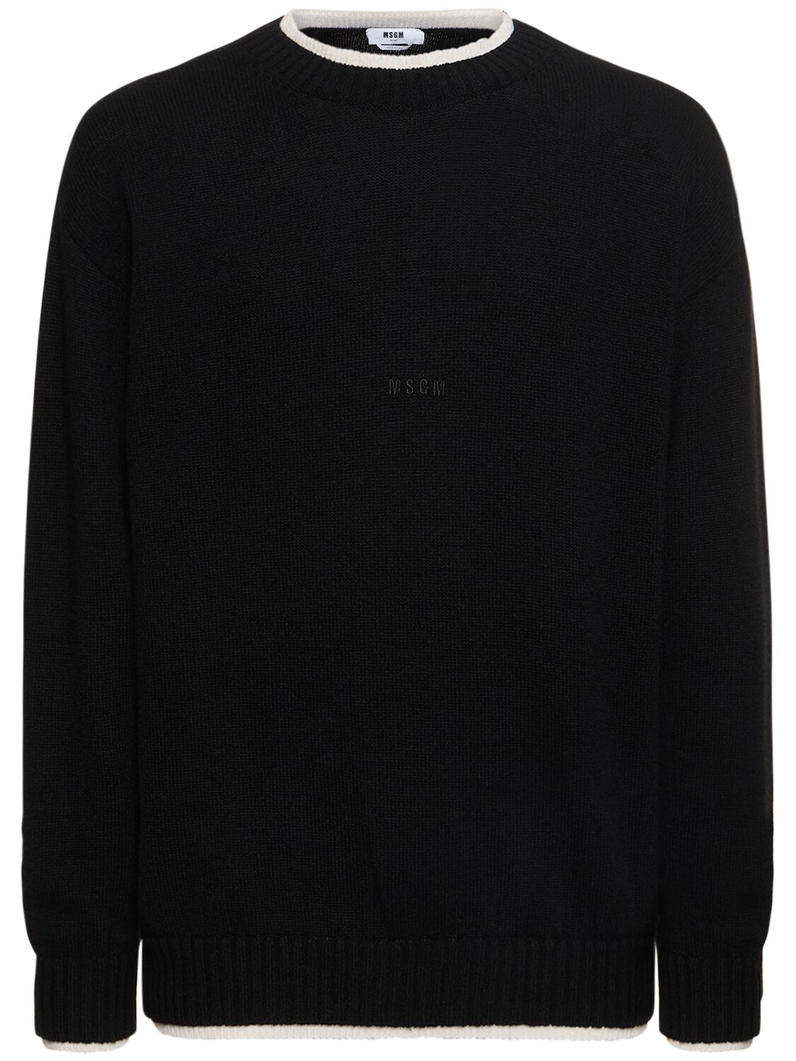 Msgm Logo Wool & Cashmere Knit Sweater In Black
