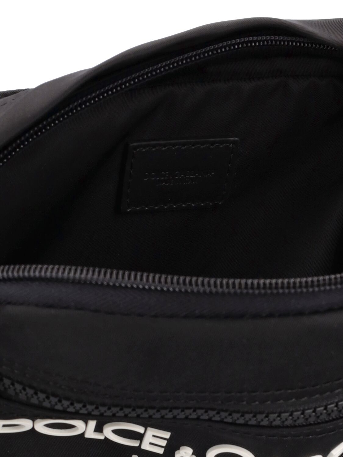 Shop Dolce & Gabbana Rubberized Logo Nylon Belt Bag In Black