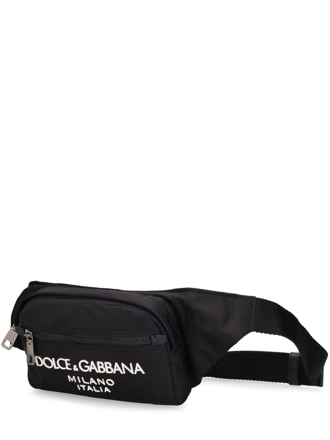 Shop Dolce & Gabbana Rubberized Logo Nylon Belt Bag In Black