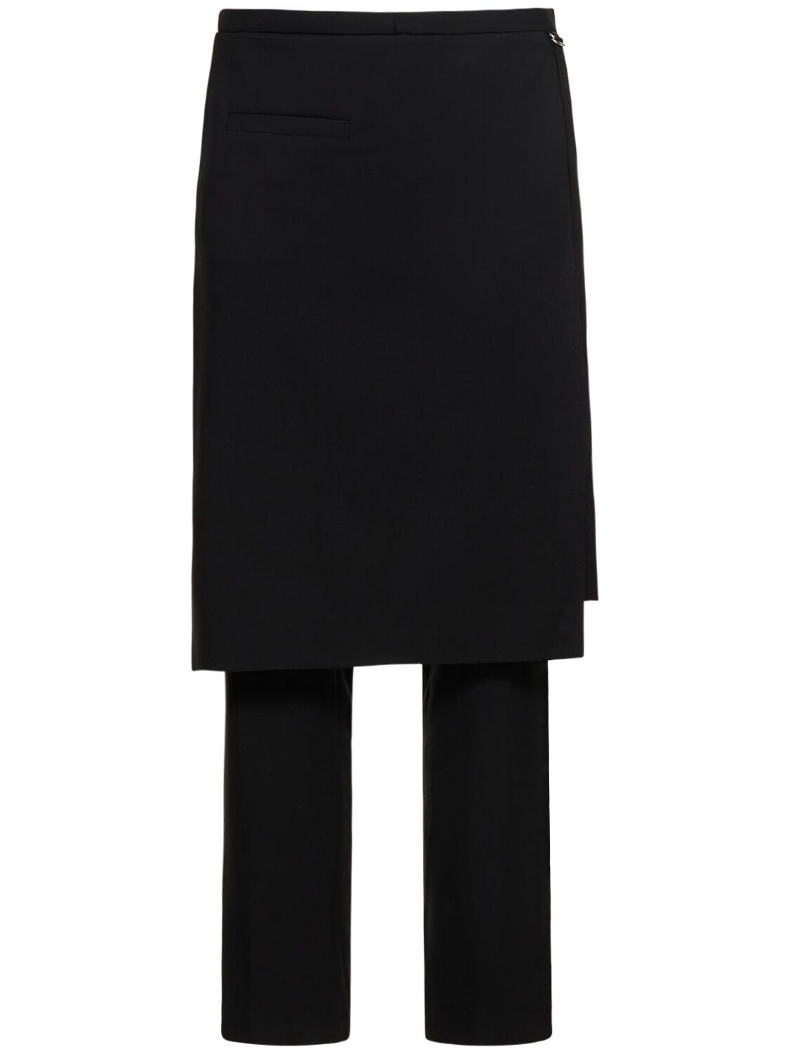 Courrèges Tailored Wool Pants W/overskirt In Black