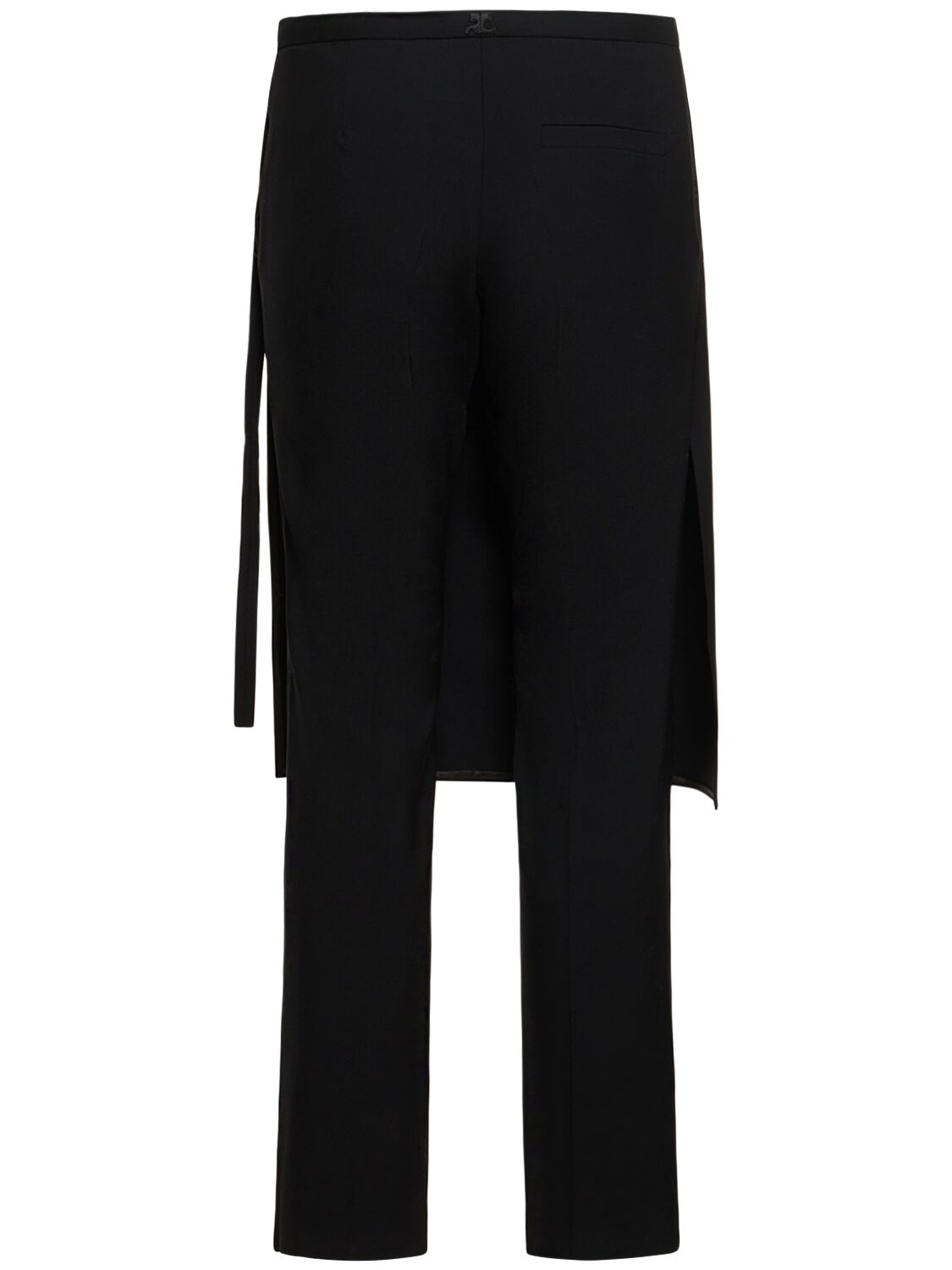 Shop Courrèges Tailored Wool Pants W/overskirt In Black