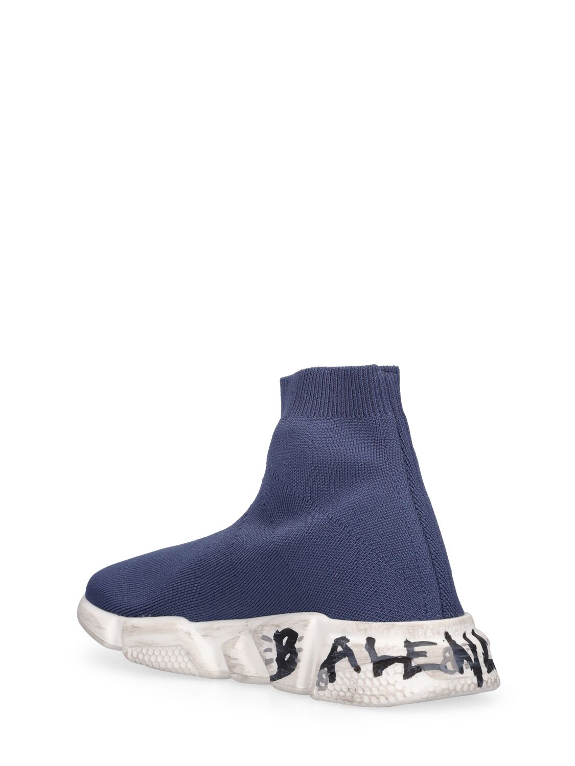 Shop Balenciaga Speed Lt Graffiti Recycled Knit Sneakers In Navy,white