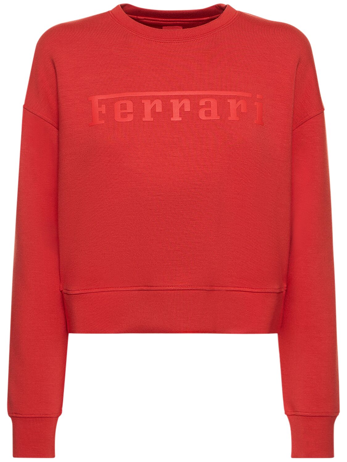 Shop Ferrari Scuba Logo Viscose Crewneck Sweatshirt In Red