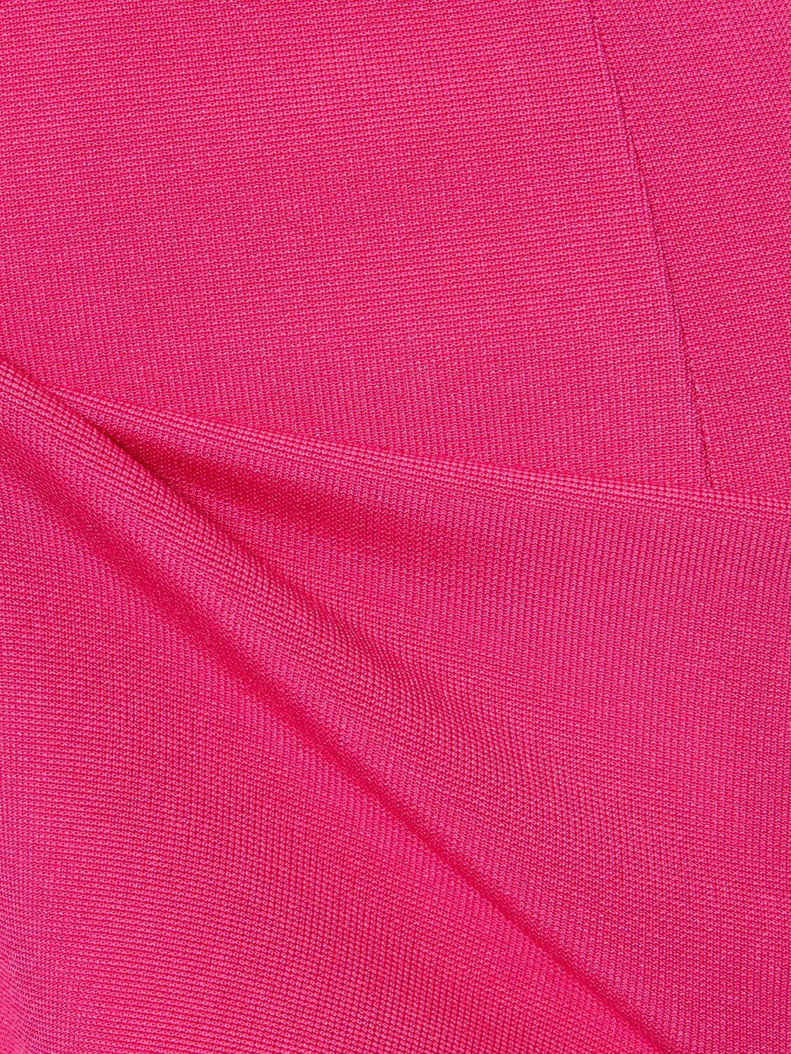 Shop Alessandro Vigilante Jersey Midi Skirt W/ Side Slit In Fuchsia
