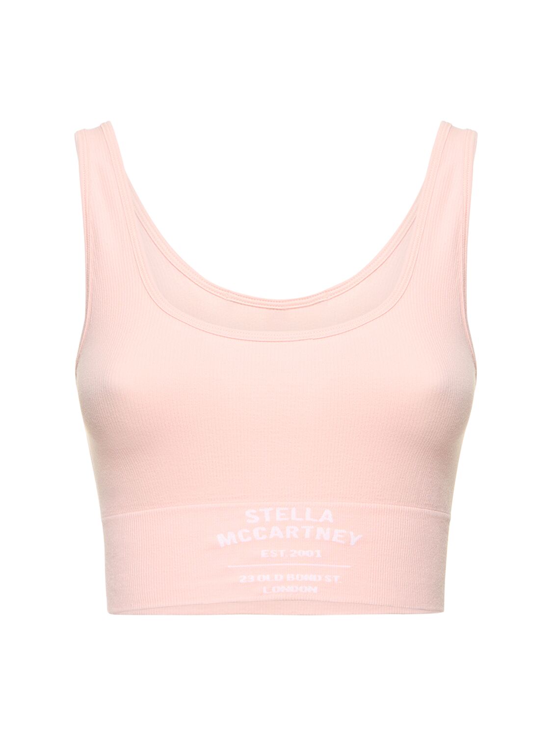 Stella Mccartney Logo Stretch Cotton Crop Tank Top In Pink
