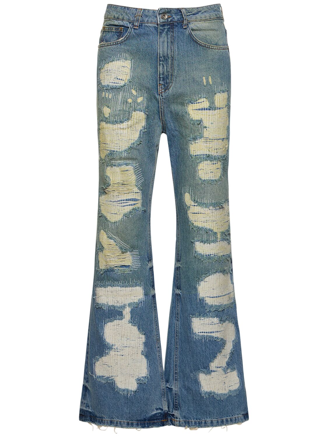 Distressed Flared Denim Jeans