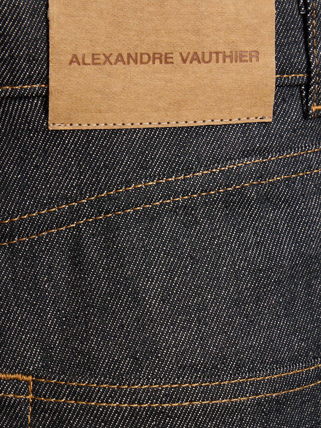 Shop Alexandre Vauthier Cotton Denim Straight Jeans In Black