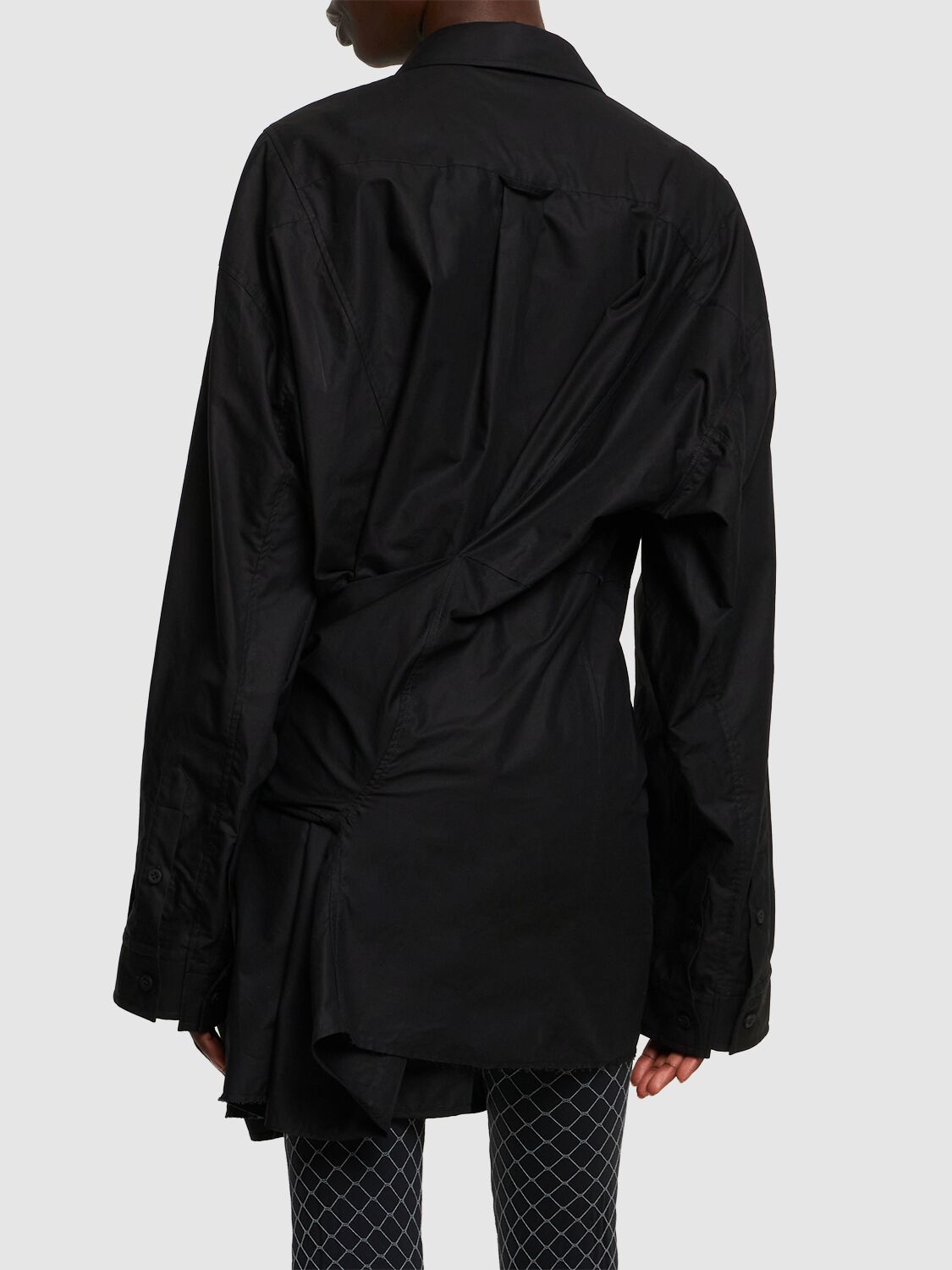 Shop Balenciaga Cotton Poplin Dress In Black