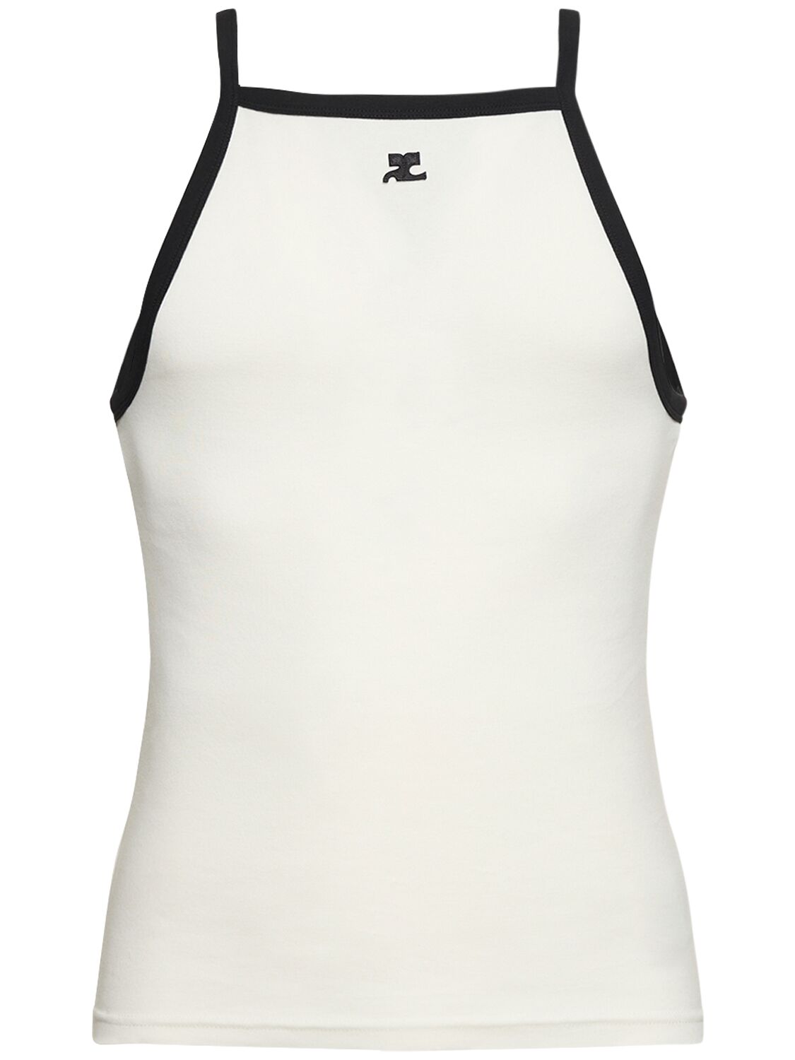 COURRÈGES LOGO EMBROIDERED COTTON TANK TOP