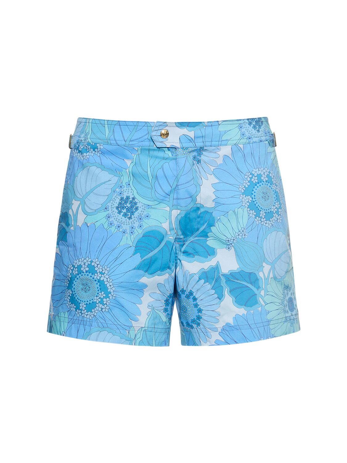 Tom Ford Slim-fit Short-length Floral-print Swim Shorts In Daisy Blue