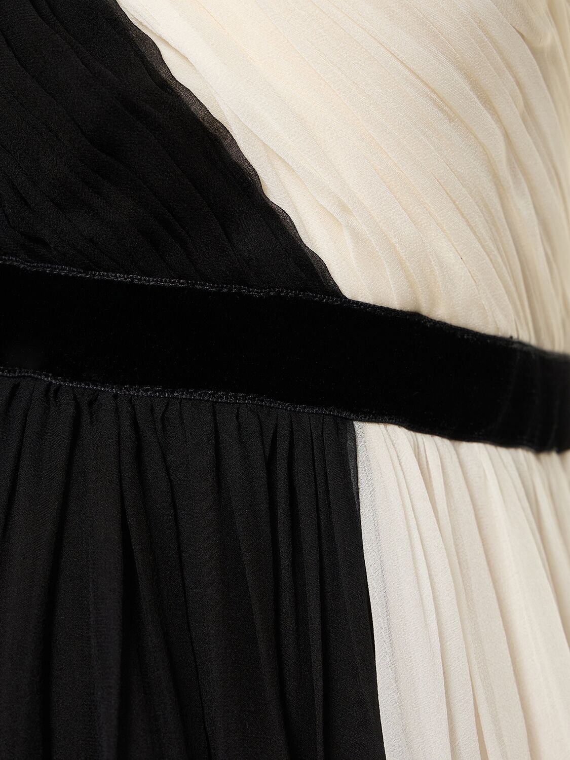 Shop Zuhair Murad Two Tone Chiffon Cutout Long Dress In Black,white