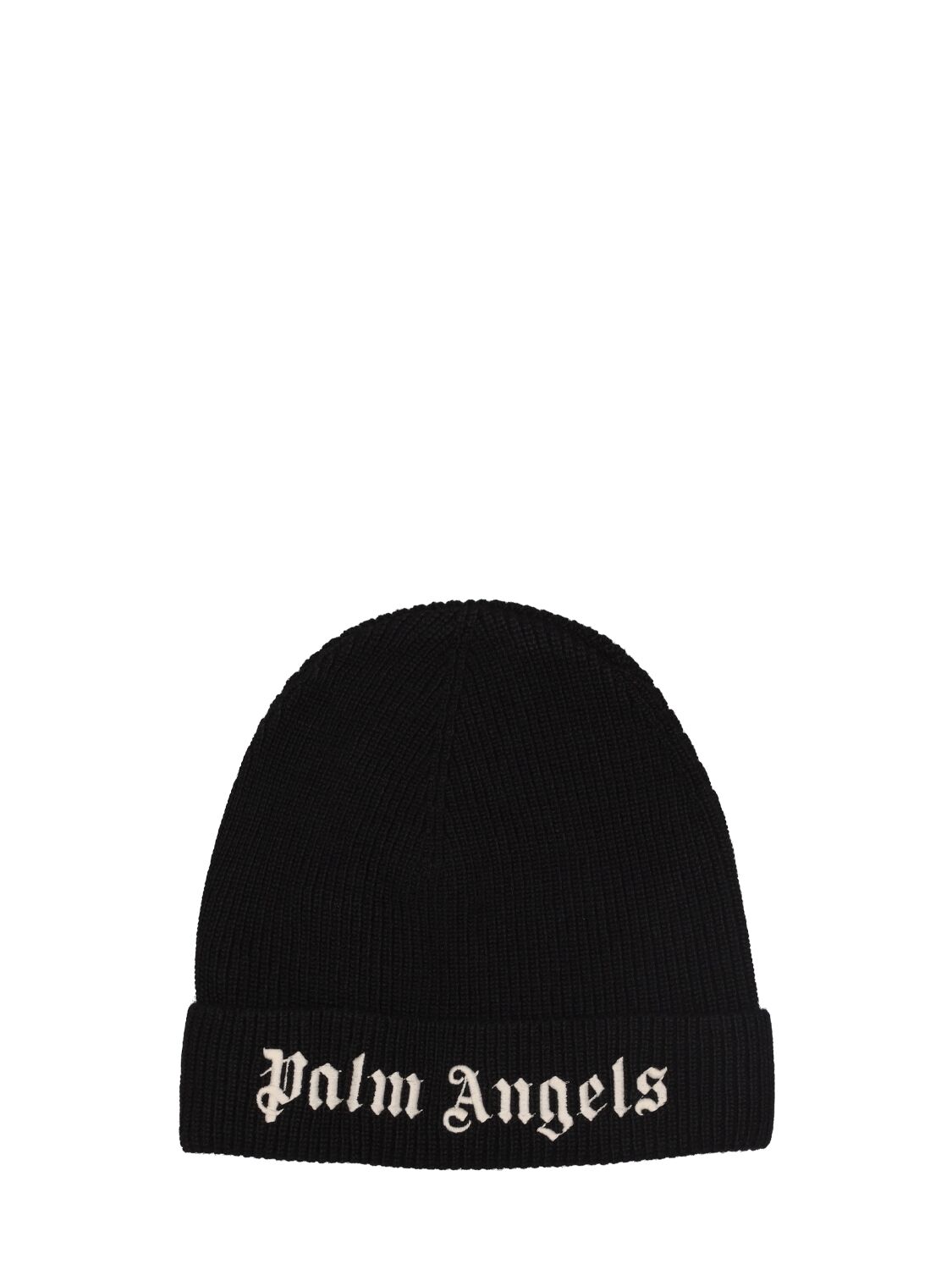 Palm Angels Kids' Wool Blend Knit Beanie In Black