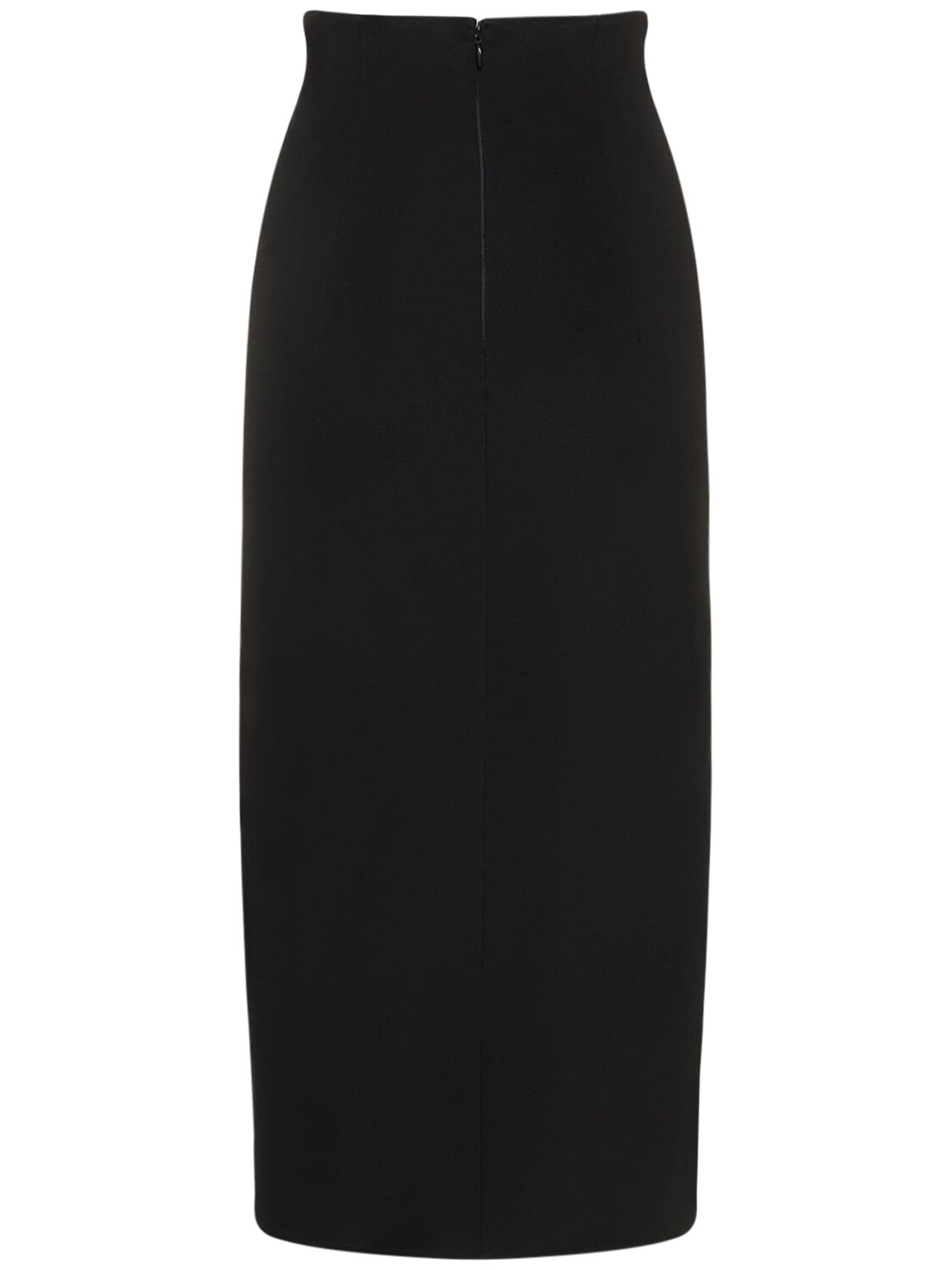 Shop Alessandro Vigilante Jersey Midi Skirt W/ Side Slit In Black