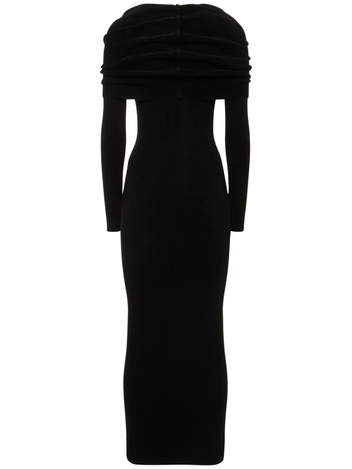 Shop Alexandre Vauthier Viscose Blend Jersey Hooded Long Dress In Black