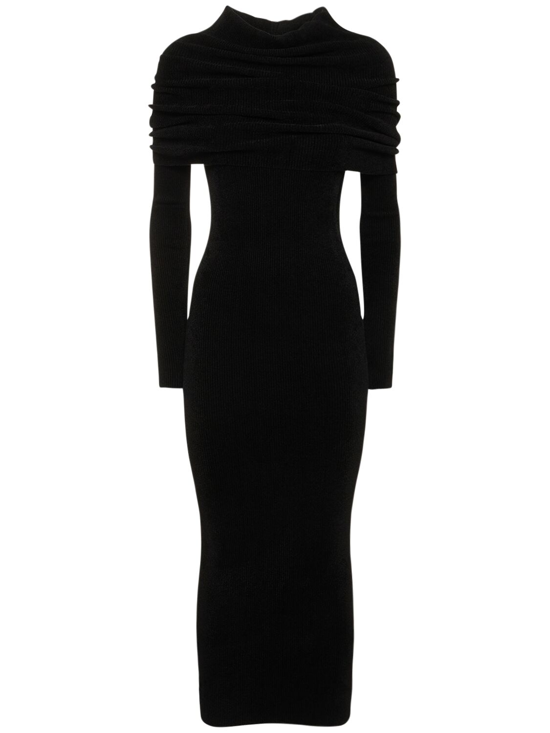 Alexandre Vauthier Viscose Blend Jersey Hooded Long Dress In Black