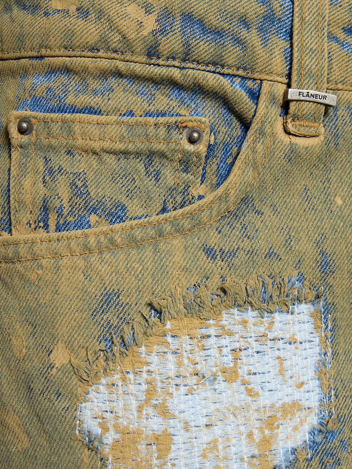 Shop Flâneur Distressed Flared Denim Jeans In Brown,blue