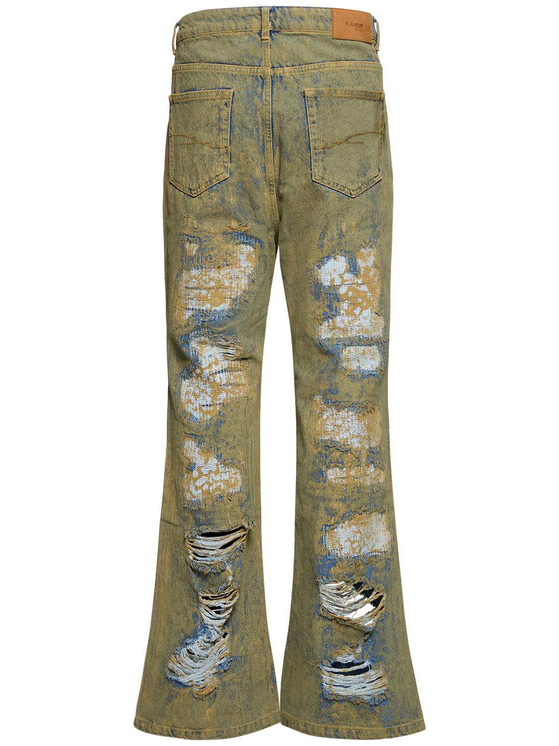 Shop Flâneur Distressed Flared Denim Jeans In Brown,blue