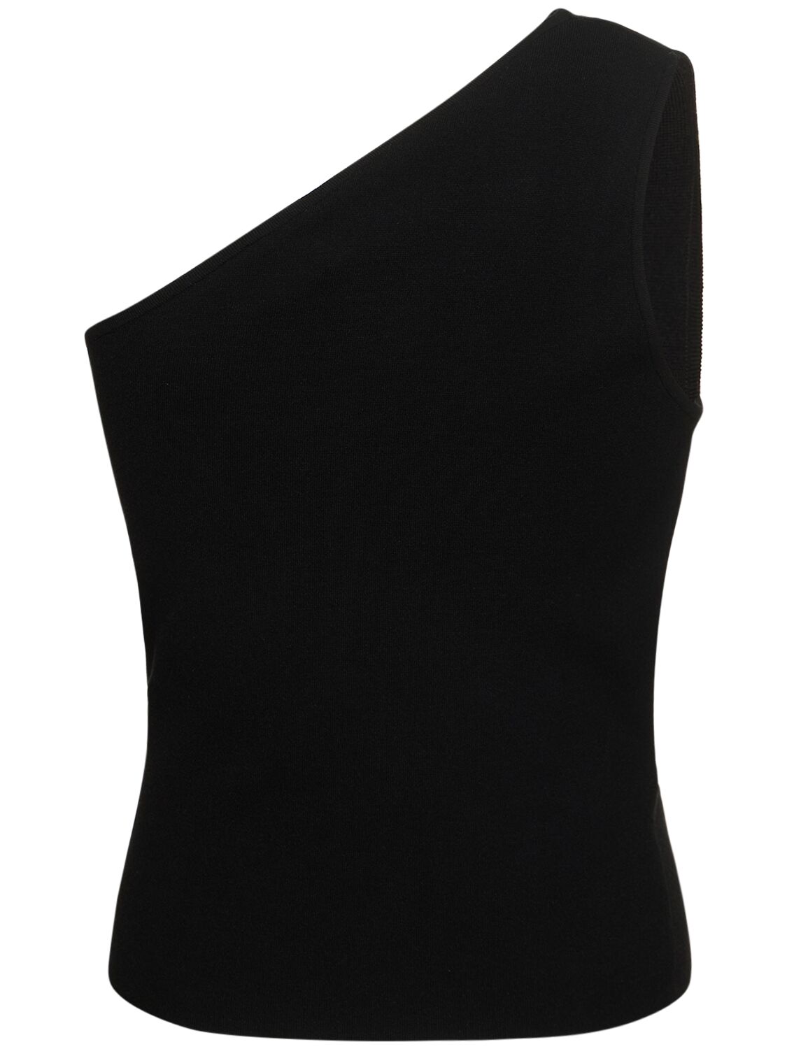 Shop Courrèges Asymmetrical Knit Viscose Blend Tank Top In Black