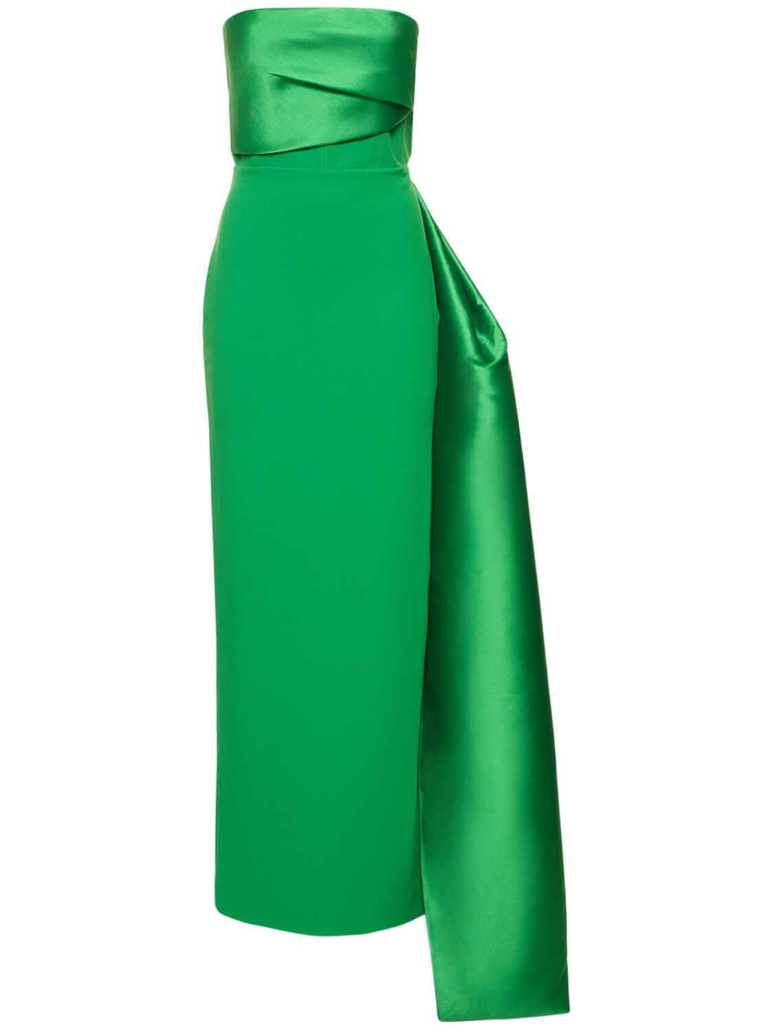 Solace London Crepe Knit Twill Long Dress In Green