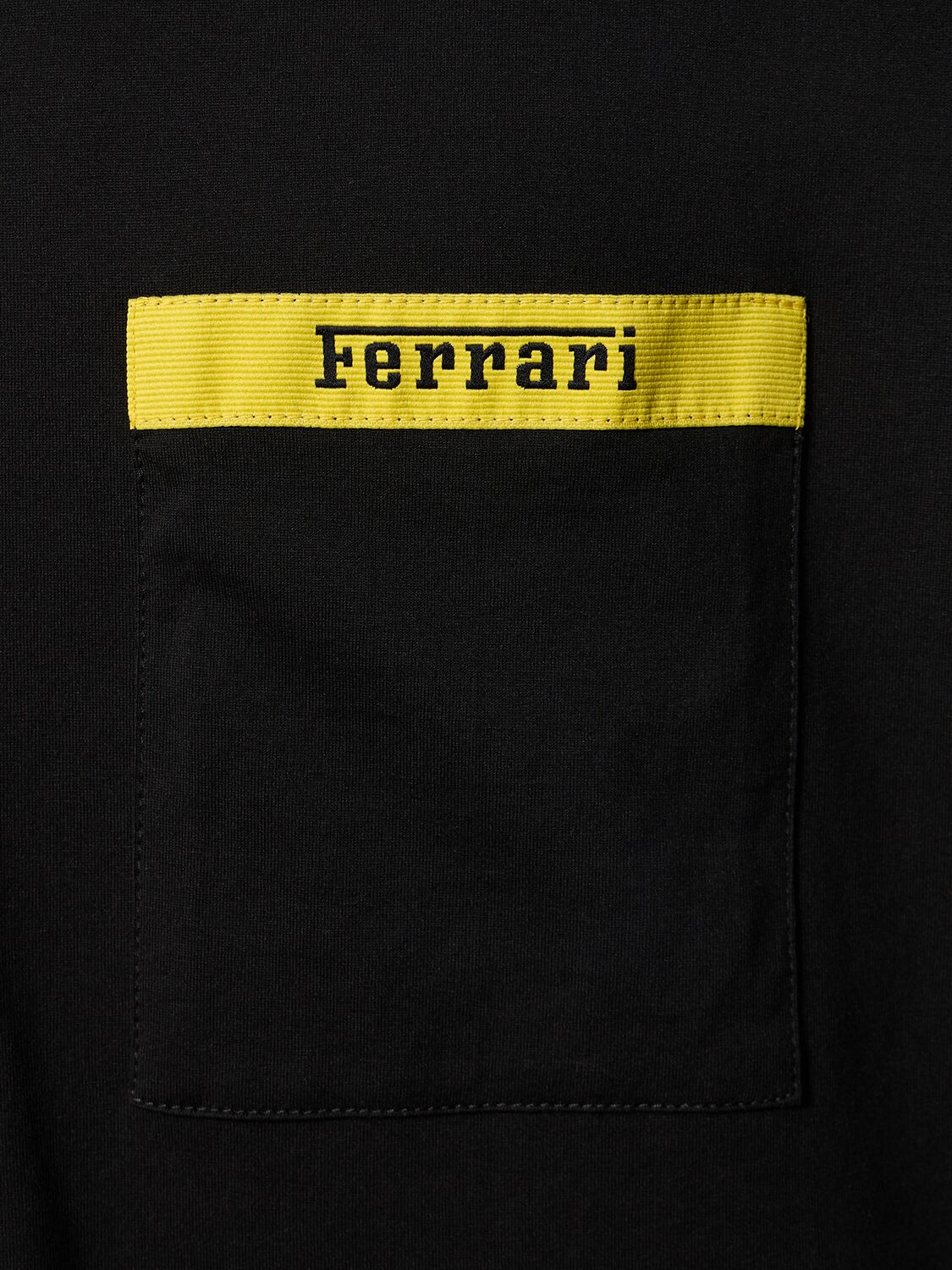 Shop Ferrari Logo Cotton Jersey T-shirt W/pocket In Black