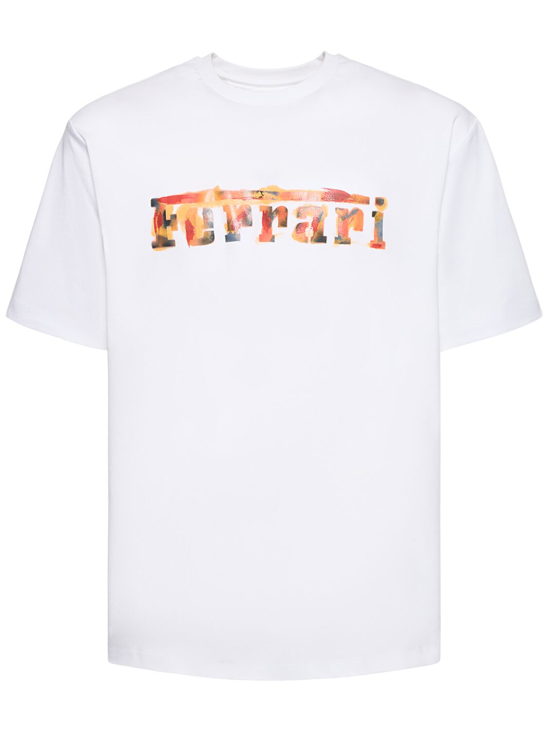 Shop Ferrari Logo Oversize Cotton Jersey T-shirt In White