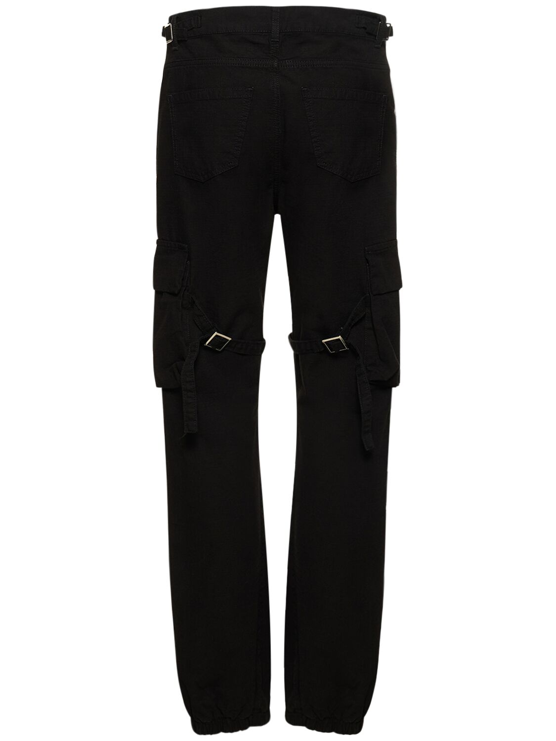Shop Flâneur Low Rise Cotton Cargo Pants In Black
