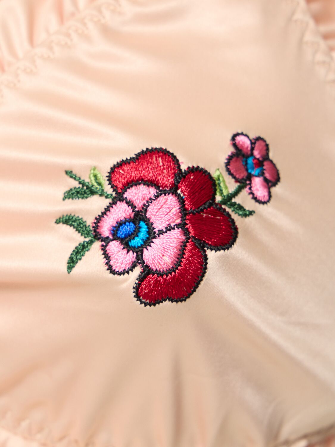 Shop Stella Mccartney Embroidered Satin Triangle Bra In Pink