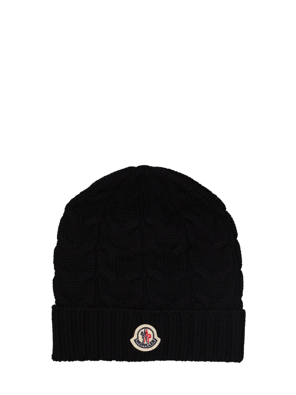 Moncler Babies' Cable Knit Wool Beanie In Black