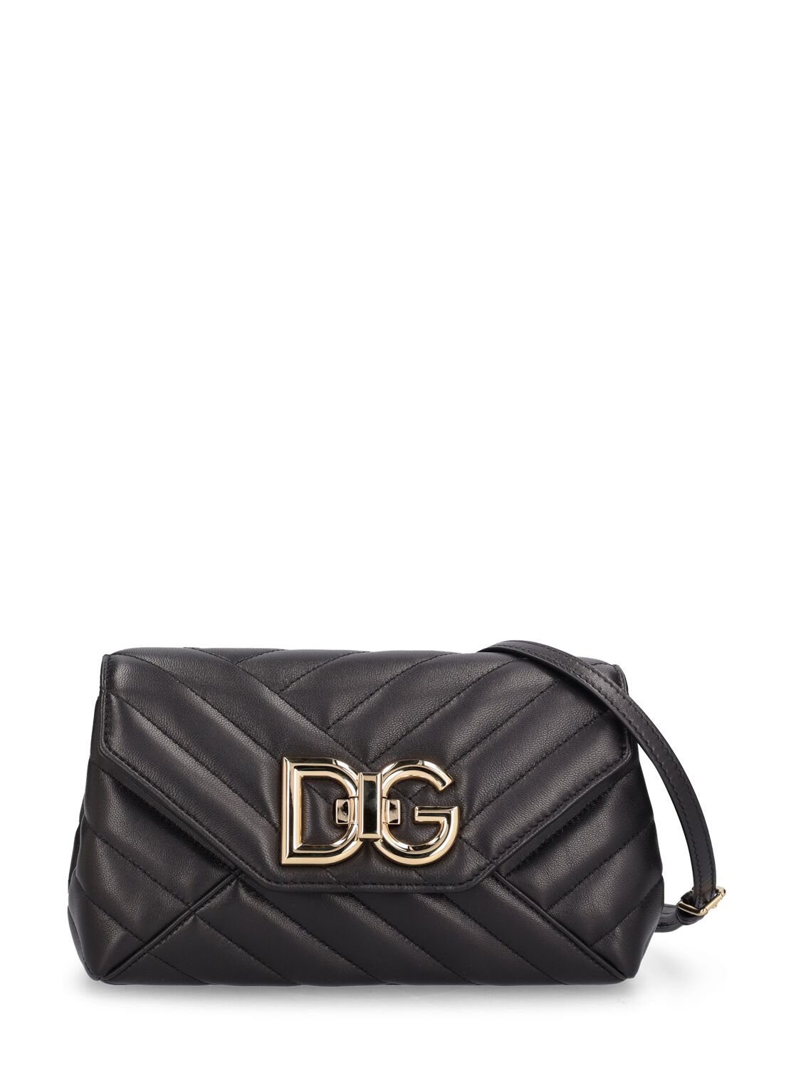 Dolce & Gabbana 小号绗缝皮革单肩包 In Black