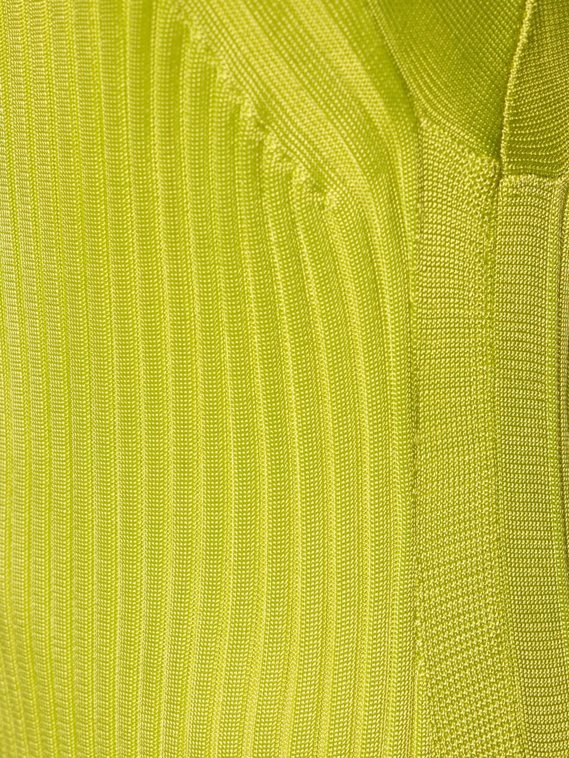 Shop Jil Sander Superfine Ribbed Viscose Midi Dress In Yellow