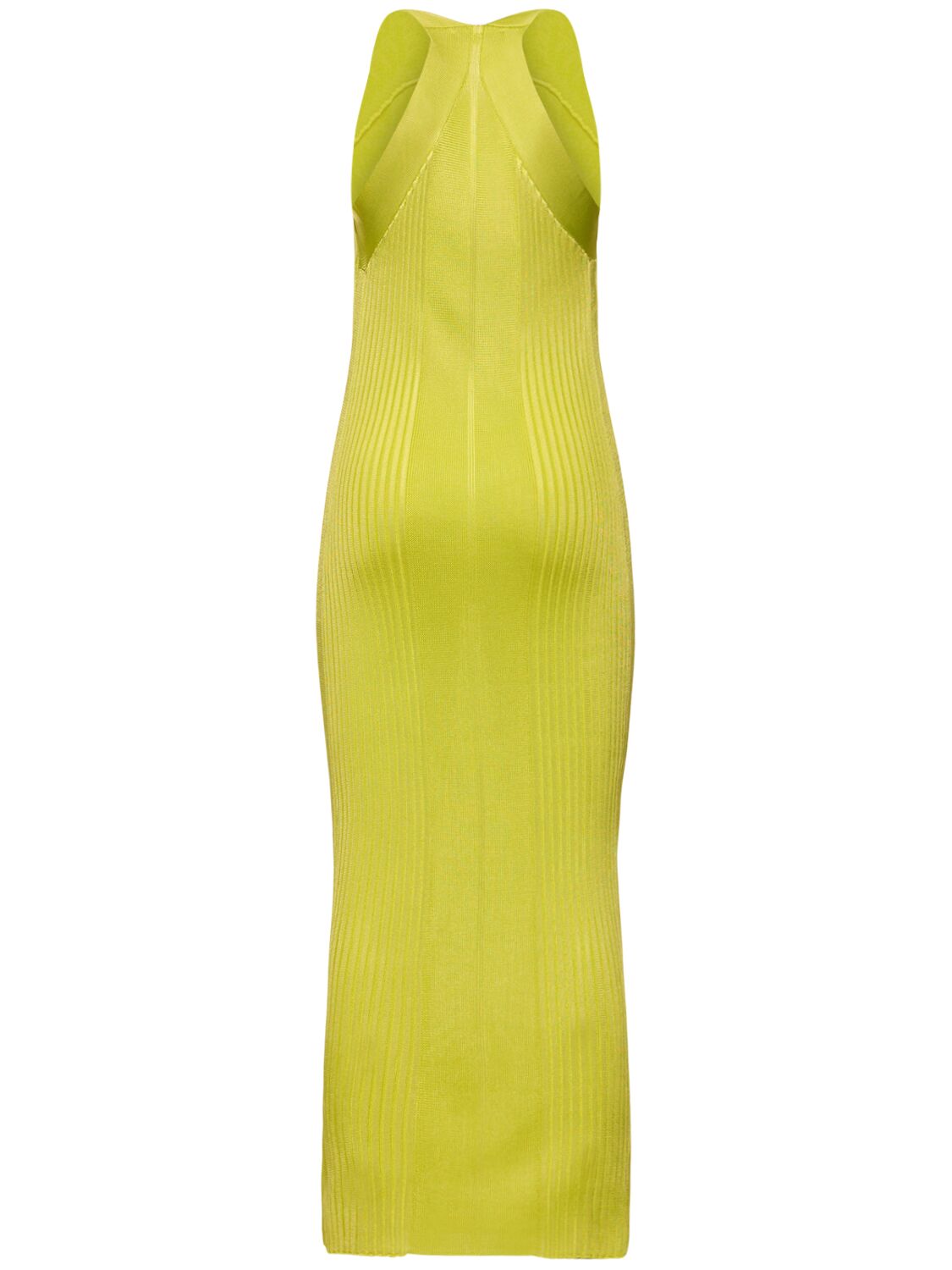 Shop Jil Sander Superfine Ribbed Viscose Midi Dress In Yellow