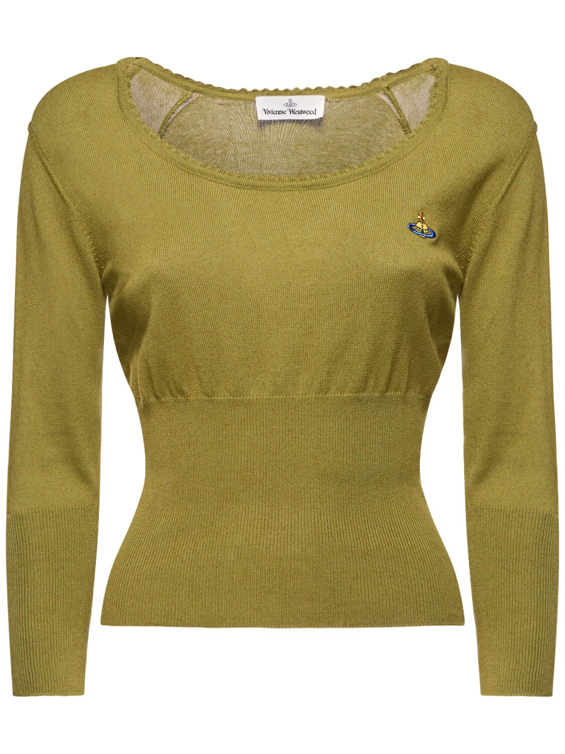 Vivienne Westwood Bebe Logo Cotton & Cashmere Knit Sweater In Sage
