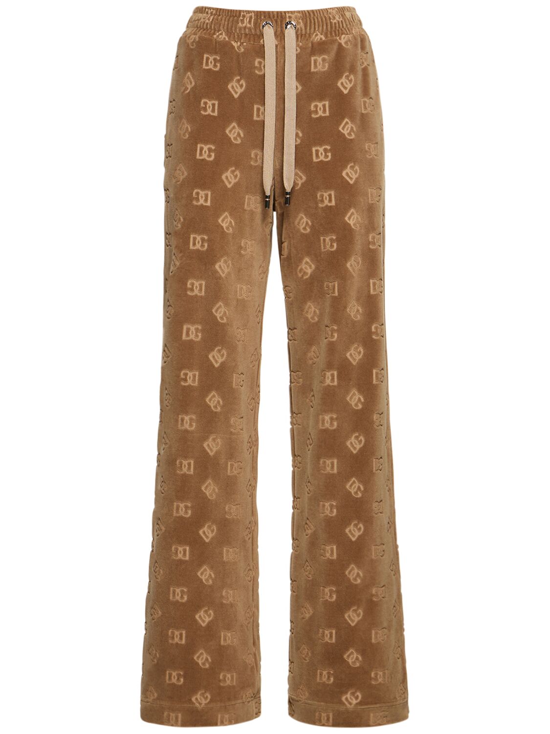Shop Dolce & Gabbana Monogram Chenille Sweatpants In Beige