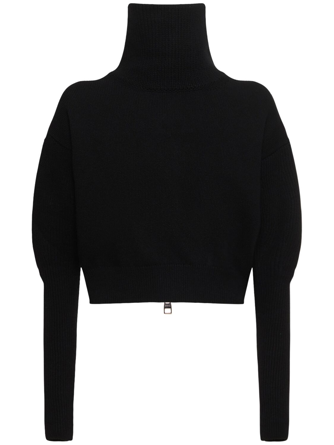 Shop Alexander Mcqueen Zipped Cashmere Blend Turtleneck Sweater In Black