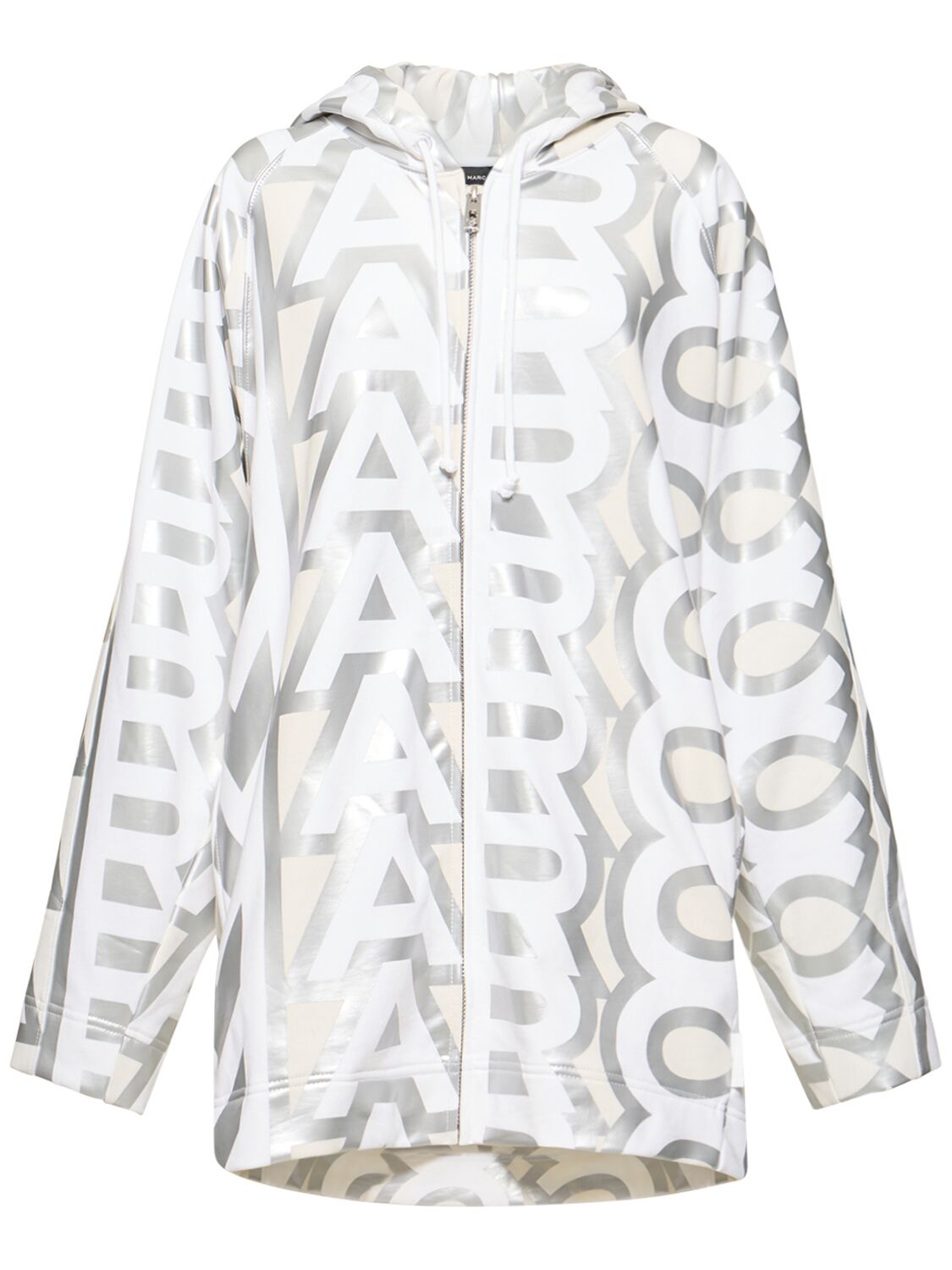 Marc Jacobs Monogram Zip Hoodie In White,silver