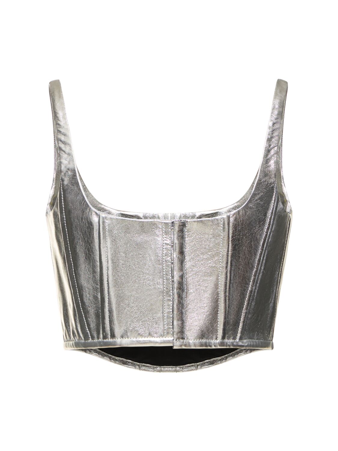 Shop Marc Jacobs Leather Bustier In Silver