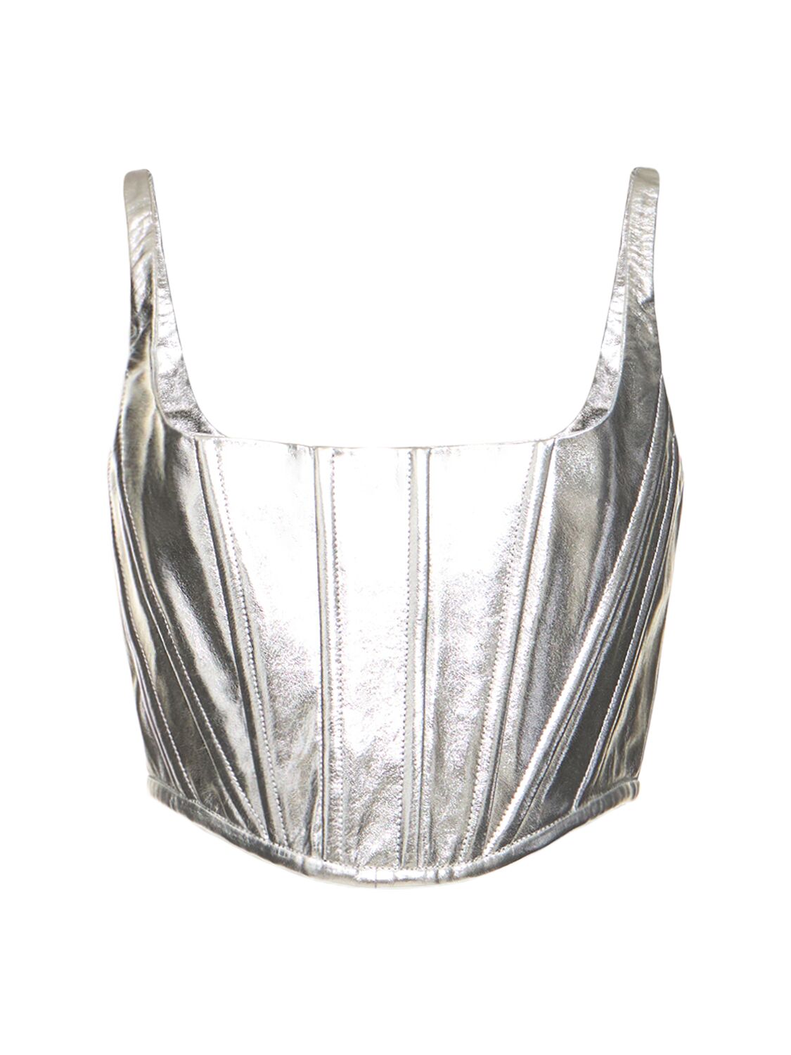 Marc Jacobs 紧身胸衣式皮质短款上衣 In Silver