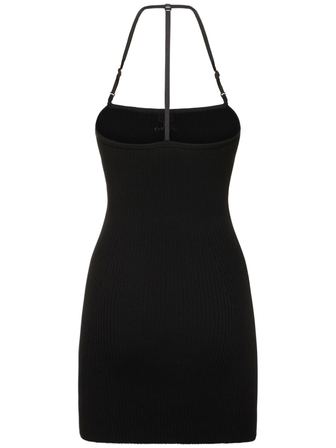 Shop Courrèges Strap Rib Knit Mini Dress In Black