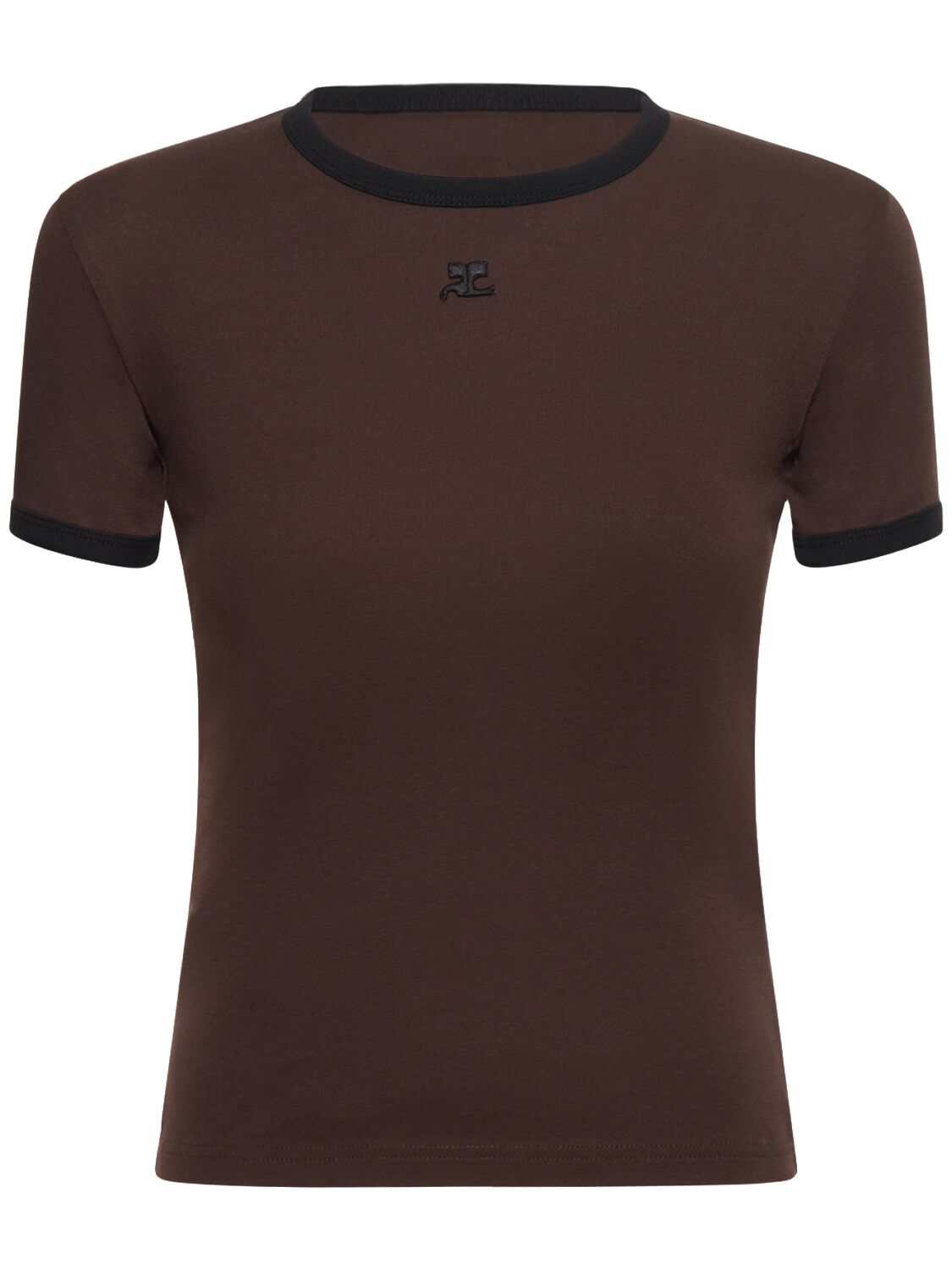 Courrèges Bumpy Contrast T-shirt In Brown,black | ModeSens