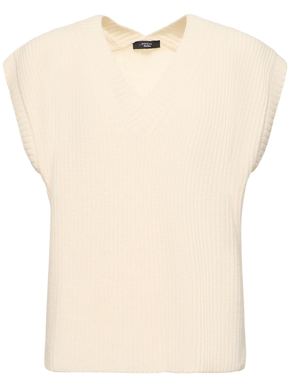 Weekend Max Mara Ala Oversized Rib Knit Wool Vest In Cream