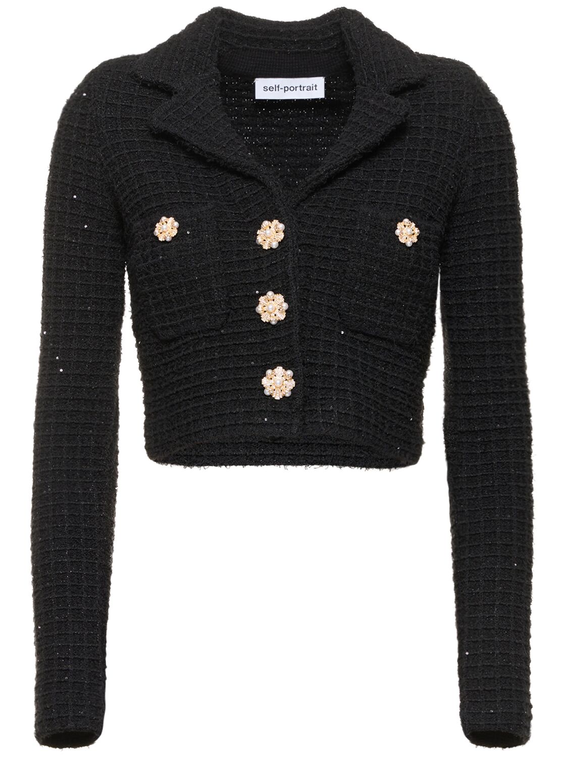 Sequined Textured Knit Jacket – WOMEN > CLOTHING > JACKETS